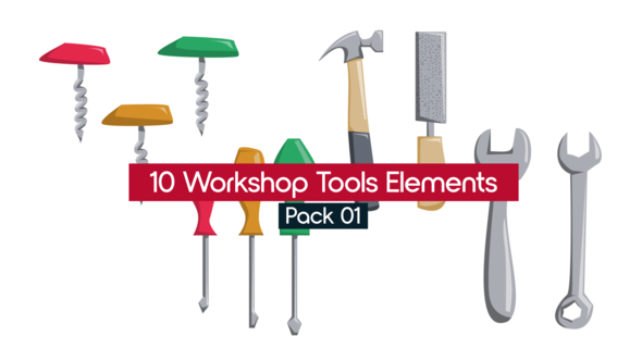 Videohive 10 Workshop Tools Elements - Pack01 Infographics template preview