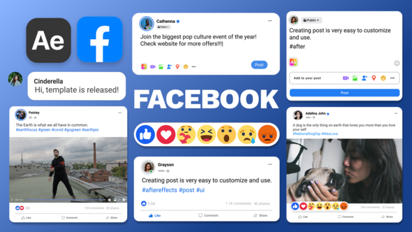 Videohive Facebook Post UI Pack Elements template preview