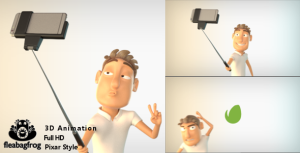 Selfie Logo with 3D Character Video Displays template preview