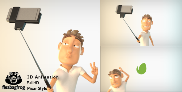 Selfie Logo with 3D Character Video Displays template preview