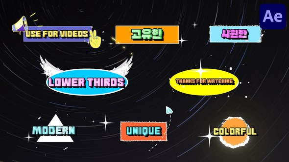 Videohive Colorful Stickers Lower Thirds for After Effects Elements template preview