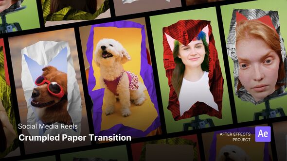 Videohive Reels - Crumpled Paper Transition After Effects Project Files Broadcast-packages template preview