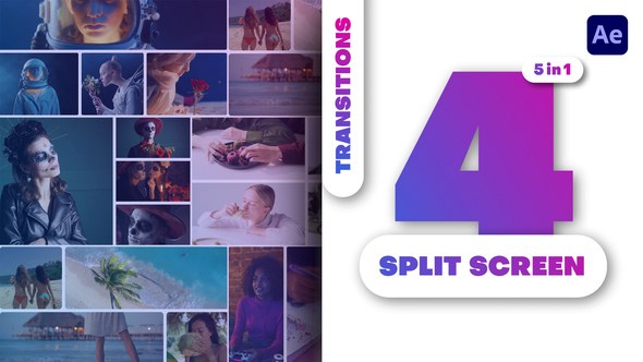 Videohive Multiscreen Transitions - 4 Split Screen - Vol. 03 Elements template preview