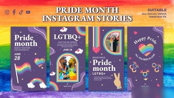 Videohive Pride Month Instagram Stories Openers template preview