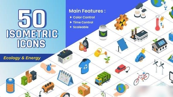 Videohive Isometric Icons - Ecology & Energy Infographics template preview