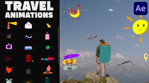 Videohive Travel Stickers for After Effects Elements template preview