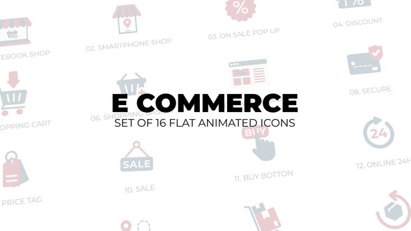 Videohive E Commerce - Set of 16 Animation Icons Elements template preview