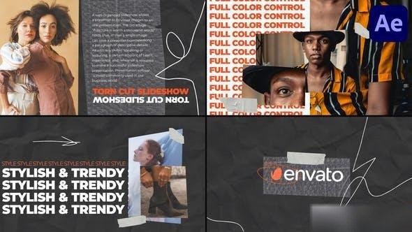 Videohive Torn Cut Slideshow for After Effects Openers template preview