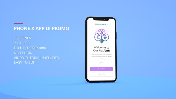 Videohive Phone X App UI Promo Product Promo template preview