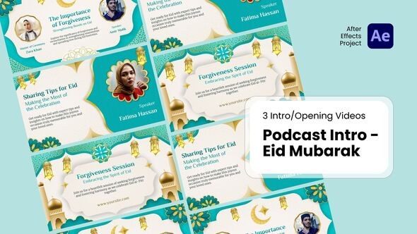 Videohive Intro/Opening - Podcast Intro Eid Mubarak After Effects Template Ramadan template preview
