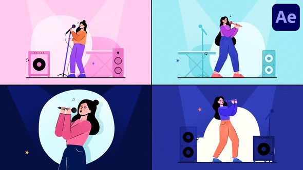 Videohive Singing Girls Explainer for After Effects Openers template preview