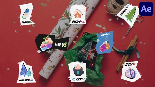 Videohive Christmas Sticker Titles for After Effects Titles template preview