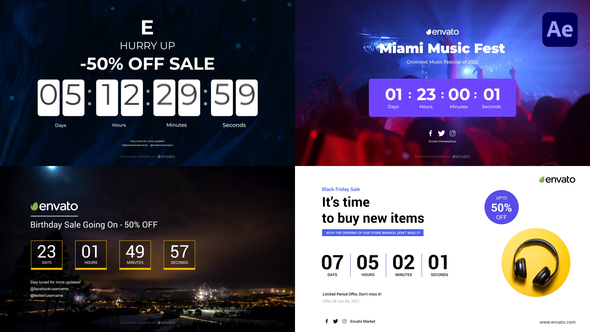 Videohive Timer Typography Titles Elements template preview