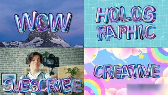Videohive Colorful holographic 3D Balloon Letters Pack