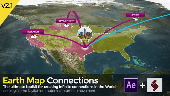 Videohive Earth Map Connections V2.1 Video Displays template preview