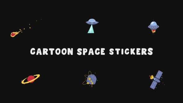Videohive Cartoon Space Stickers for After Effects Elements template preview