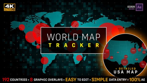 COVID-19 Coronavirus Pandemic Tracker | World Map & USA Map Population Video Displays template preview