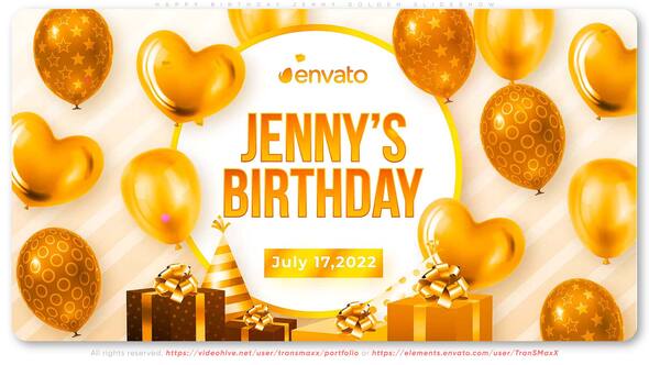 Videohive Happy Birthday Jenny Golden Slideshow Openers template preview