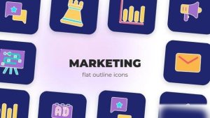 Videohive Marketing - Flat Outline Icons Elements template preview