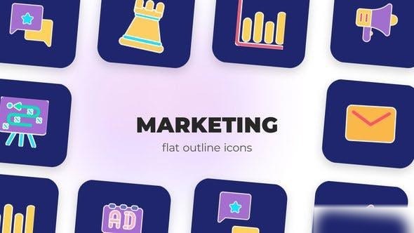 Videohive Marketing - Flat Outline Icons Elements template preview