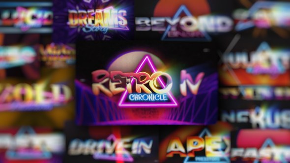 80s Retro Synthwave Neon Text Openers Pack |  250 Cyberpunk VHS Nostalgia Title Animation Effects Titles template preview