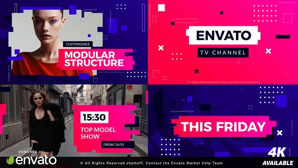 Active Glitch Broadcast Package Video Displays template preview
