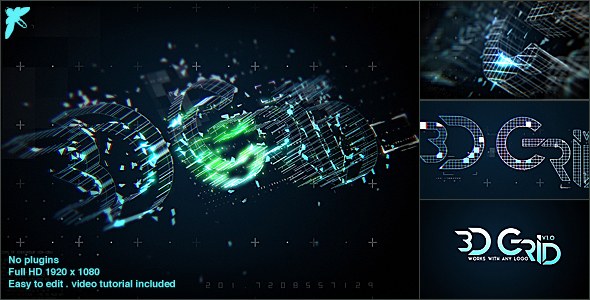 Videohive 3D Grid Logo Logo Stings template preview