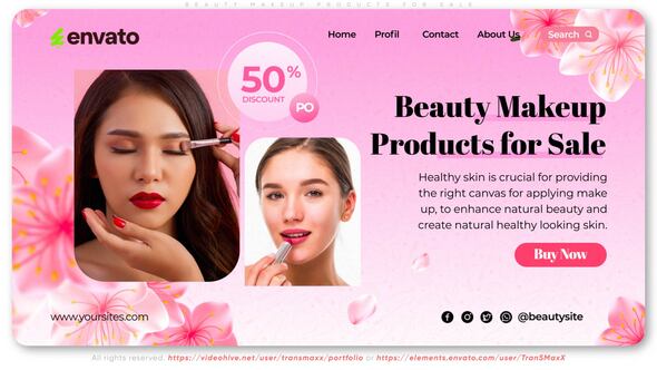 Videohive Beauty Makeup Products for Sale Product Promo template preview
