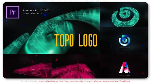 Topographic Lines Logo Reveal Premiere Pro template preview