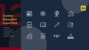 Videohive Animated Education Line Icons Pack 59097259 Elements template preview
