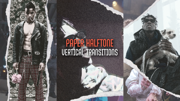 Videohive Vertical Paper Halftone Transitions Elements template preview
