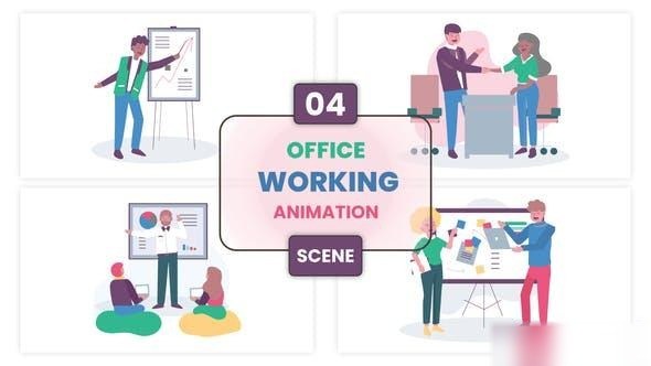 Videohive Office Working Concept Illustration Scene