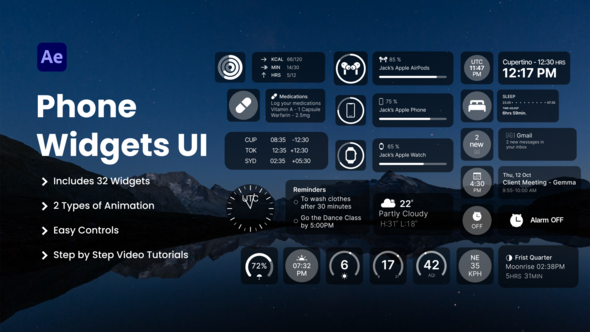 Videohive Phone Widgets & UI Elements Elements template preview