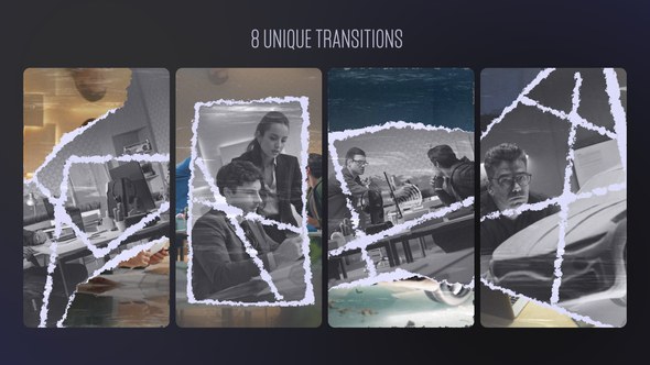 Videohive Paper Cut Transitions Vertical Elements template preview
