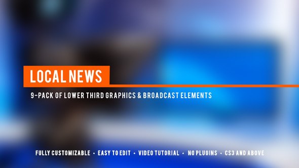 Local News Broadcast Lower Third Package Video Displays template preview
