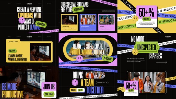 Videohive Colorful Online Course Stories Pack Openers template preview