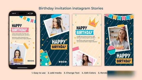 Videohive Birthday Invitation Instagram Story Product Promo template preview