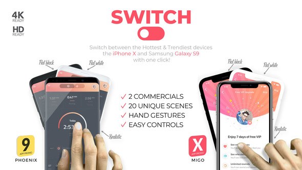 Switch: phoneX & s9 App Promo Video Displays template preview
