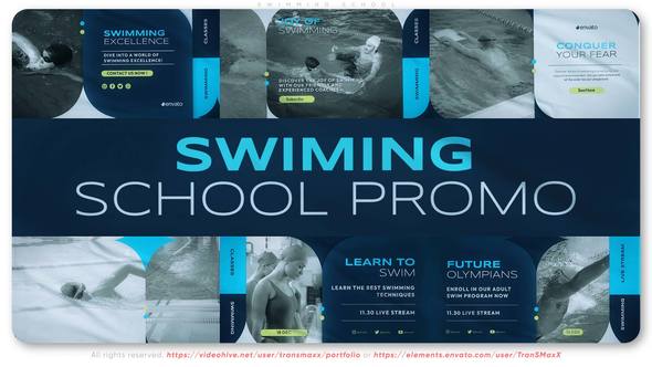 Videohive Swimming School Video Displays template preview