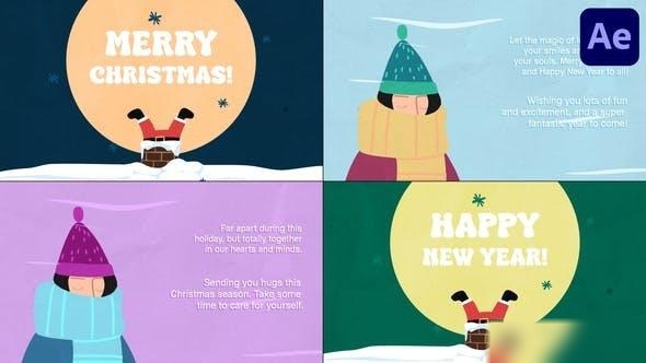 Videohive Cartoon Christmas Greeting Cards for After Effects Openers template preview