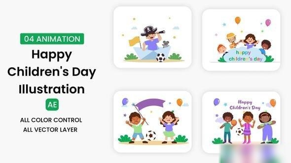 Videohive Happy Children's Day Illustration Elements template preview