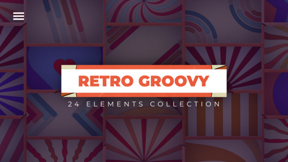 Videohive 24 Retro Groovy Backgrounds Elements template preview