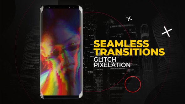 Videohive Vertical Glitch Pixelation Transitions | After Effects Elements template preview