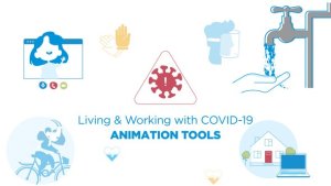 Living & Working with COVID-19 - Animated graphics Video Displays template preview
