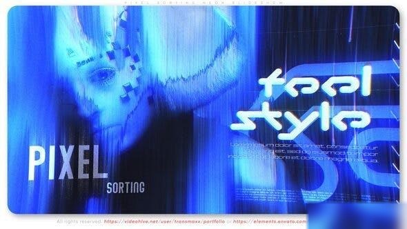 Videohive Pixel Sorting Neon Slideshow Openers template preview