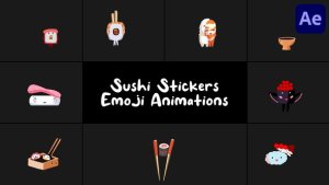 Videohive Sushi Stickers Emoji Animations for After Effects 57972292 Elements template preview