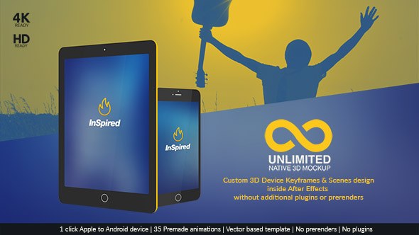 Unlimited Native 3D Mockup Video Displays template preview