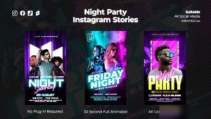 Videohive Night Party Instagram Stories Openers template preview