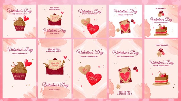Videohive Valentine's day Invitation Instagram Post & Stories - Cartoon Animation Pack Video Displays template preview