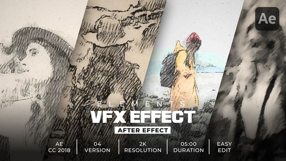 Pen Drawing Effect Elements template preview